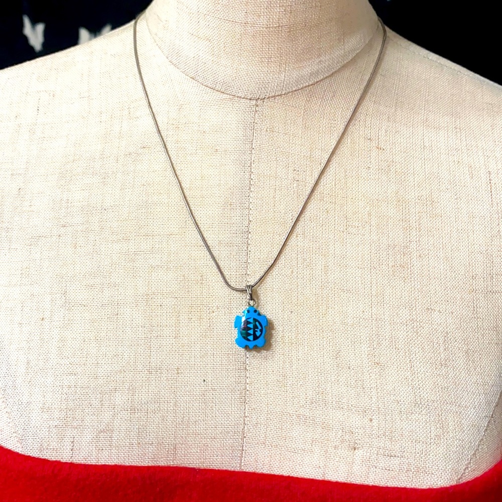 Native Americanturtle Silver Necklace - image 2